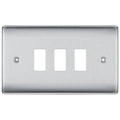 BG Nexus Metal Brushed Steel 3G Grid Plate RNBS3 Available from RS Electrical Supplies