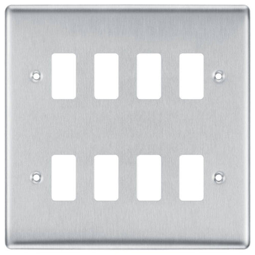 BG Nexus Metal Brushed Steel 8G Grid Plate RNBS8 Available from RS Electrical Supplies