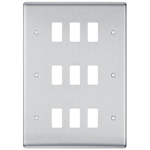 BG Nexus Metal Brushed Steel 9G Grid Plate RNBS9 Available from RS Electrical Supplies