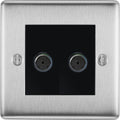 BG Nexus Metal Brushed Steel Double Co-axial Socket NBS61B Available from RS Electrical Supplies