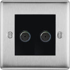 BG Nexus Metal Brushed Steel Double Co-axial Socket NBS61B