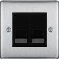 BG Nexus Metal Brushed Steel Double Master Telephone Socket NBSBTM2B Available from RS Electrical Supplies