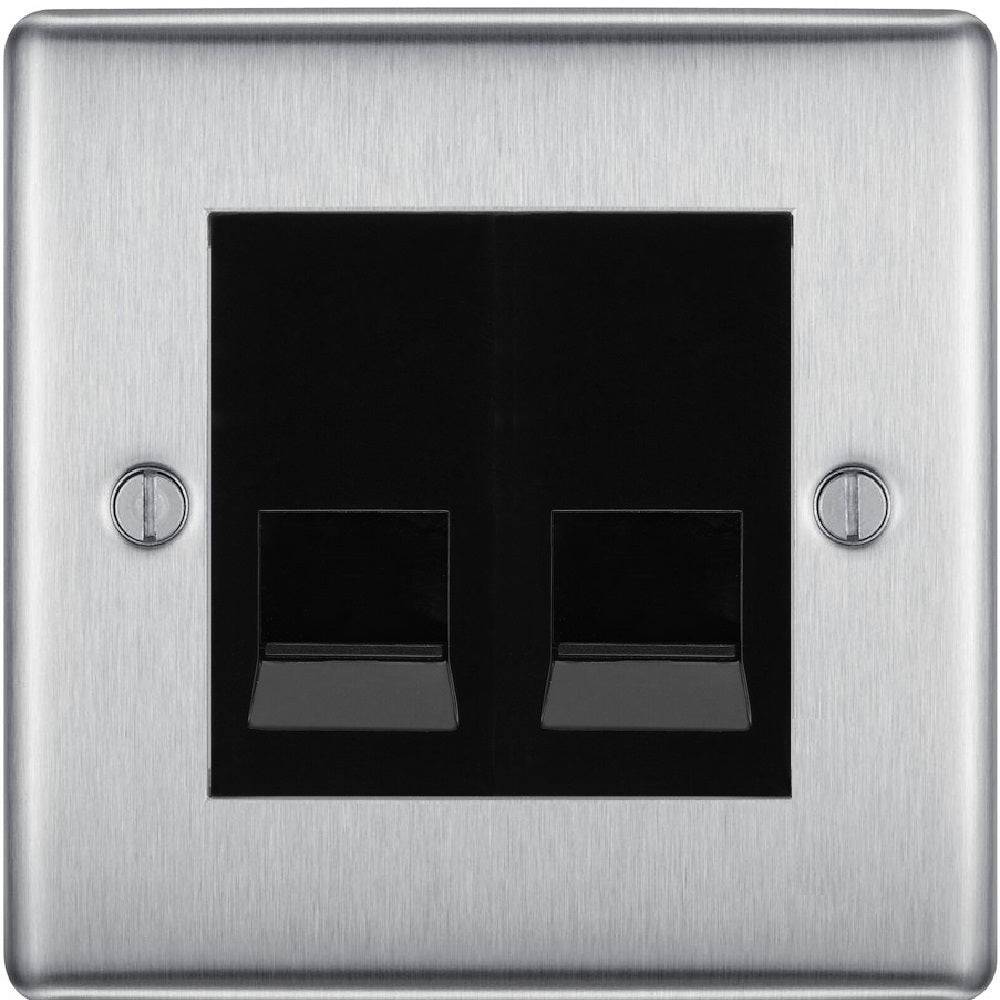 BG Nexus Metal Brushed Steel Double Master Telephone Socket NBSBTM2B ...