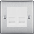 BG Nexus Metal Brushed Steel Double Master Telephone Socket NBSBTM2W