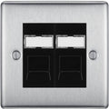 BG Nexus Metal Brushed Steel Double RJ45 Cat5E Data Outlet NBSRJ452B Available from RS Electrical Supplies