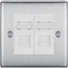 BG Nexus Metal Brushed Steel Double RJ45 Cat5E Data Outlet NBSRJ452W