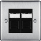 BG Nexus Metal Brushed Steel Double RJ45 Cat6 Data Outlet NBSRJ4526B