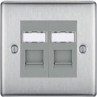 BG Nexus Metal Brushed Steel Double RJ45 Cat6 Data Outlet NBSRJ4526G