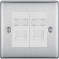 BG Nexus Metal Brushed Steel Double RJ45 Cat6 Data Outlet NBSRJ4526W Available from RS Electrical Supplies