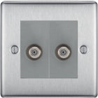 BG Nexus Metal Brushed Steel Double Satellite Socket NBS642G