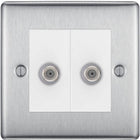 BG Nexus Metal Brushed Steel Double Satellite Socket NBS642W