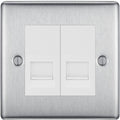 BG Nexus Metal Brushed Steel Double Secondary Telephone Socket NBSBTS2W Available from RS Electrical Supplies