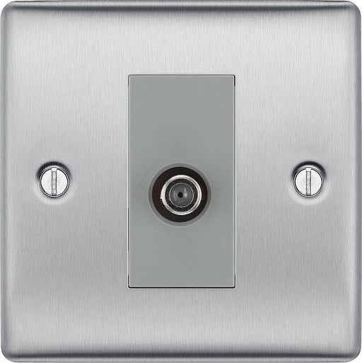 BG Nexus Metal Brushed Steel Satellite Socket NBS64G Available from RS Electrical Supplies
