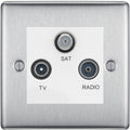 BG Nexus Metal Brushed Steel TV/FM/SAT Socket NBS67W Available from RS Electrical Supplies