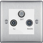 BG Nexus Metal Brushed Steel TV/FM/SAT Socket NBS67W