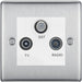 BG Nexus Metal Brushed Steel TV/FM/SAT Socket NBS67W Available from RS Electrical Supplies