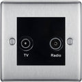 BG Nexus Metal Brushed Steel TV & FM Socket NBS66B Available from RS Electrical Supplies