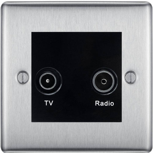BG Nexus Metal Brushed Steel TV & FM Socket NBS66B Available from RS Electrical Supplies