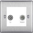 BG Nexus Metal Brushed Steel TV & FM Socket NBS66W