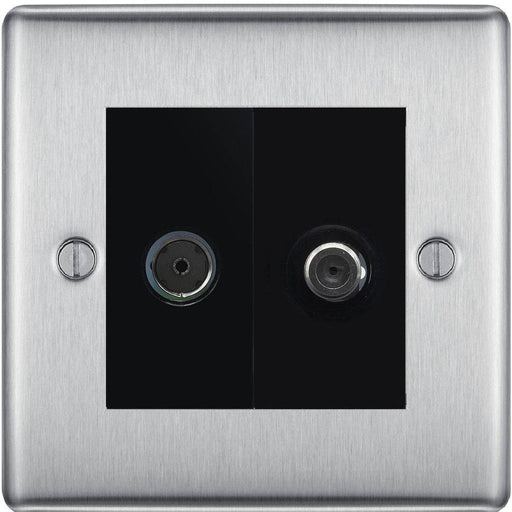 BG Nexus Metal Brushed Steel TV & Satellite Socket NBS65B Available from RS Electrical Supplies
