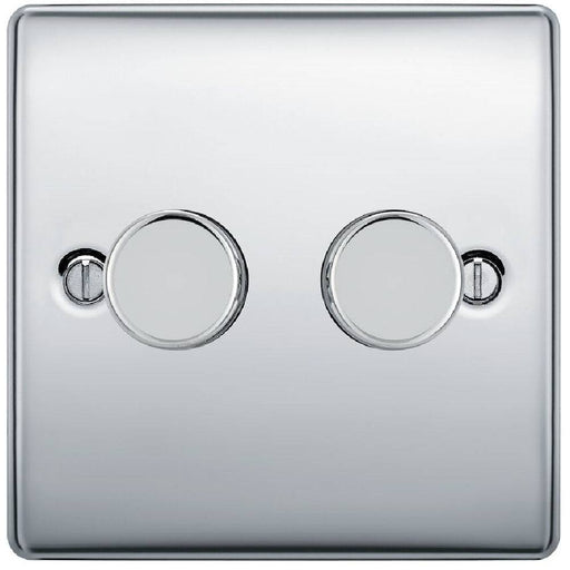 BG Nexus Metal Polished Chrome 2G Dimmer Switch NPC82 Available from RS Electrical Supplies