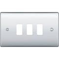 BG Nexus Metal Polished Chrome 3G Grid Plate RNPC3 Available from RS Electrical Supplies