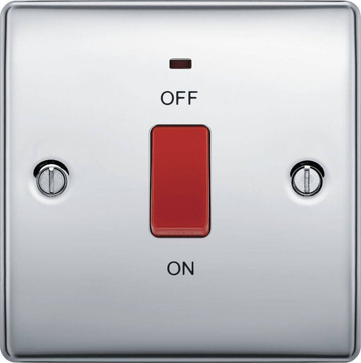 BG Nexus Metal Polished Chrome 45A Double Pole Switch NPC74 Available from RS Electrical Supplies