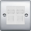 BG Nexus Metal Polished Chrome Double Cat6 Data Outlet NPCRJ4526W Available from RS Electrical Supplies