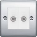 BG Nexus Metal Polished Chrome Double Satellite Socket NPC642 Available from RS Electrical Supplies