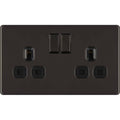 BG Nexus Screwless Black Nickel 13A Double Socket FBN22B Available from RS Electrical Supplies
