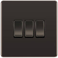 BG Nexus Screwless Black Nickel 3G 2W Light Switch FBN43 Available from RS Electrical Supplies