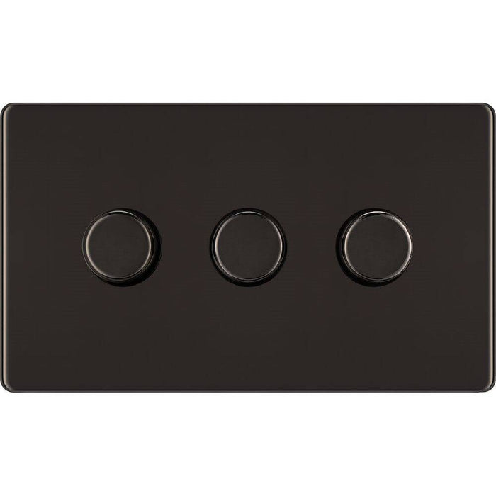 BG Nexus Screwless Black Nickel 3G Dimmer Switch FBN83 Available from RS Electrical Supplies