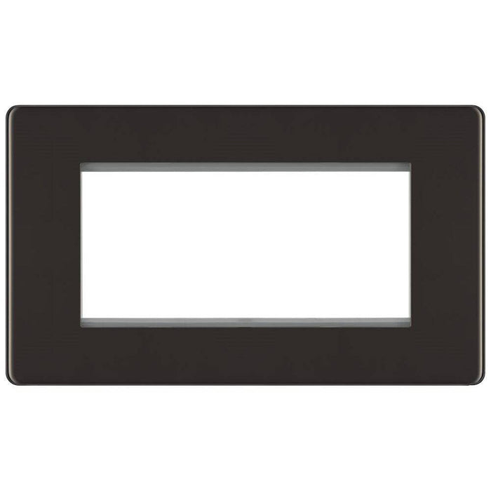 BG Nexus Screwless Black Nickel 4G Euro Plate FBNEMR4 Available from RS Electrical Supplies