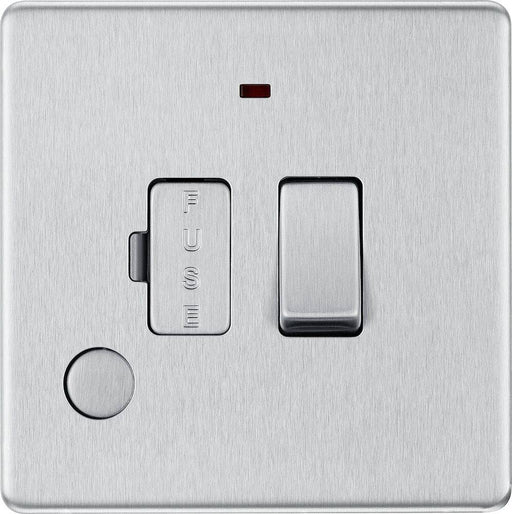 BG Nexus Screwless Brushed Steel 13A Switched Spur with Neon & Flex FBS53 Available from RS Electrical Supplies