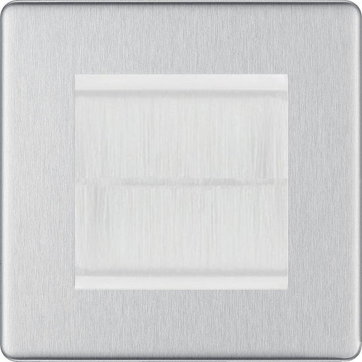 BG Nexus Screwless Brushed Steel 2G Cable Brush Outlet FBSEMS2BRW Available from RS Electrical Supplies