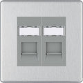 BG Nexus Screwless Brushed Steel Double RJ45 Cat5E Data Outlet FBSRJ452G Available from RS Electrical Supplies