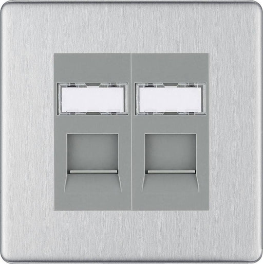BG Nexus Screwless Brushed Steel Double RJ45 Cat5E Data Outlet FBSRJ452G Available from RS Electrical Supplies