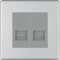 BG Nexus Screwless Brushed Steel Double Secondary Telephone Socket FBSBTS2 Available from RS Electrical Supplies