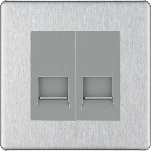 BG Nexus Screwless Brushed Steel Double Secondary Telephone Socket FBSBTS2 Available from RS Electrical Supplies