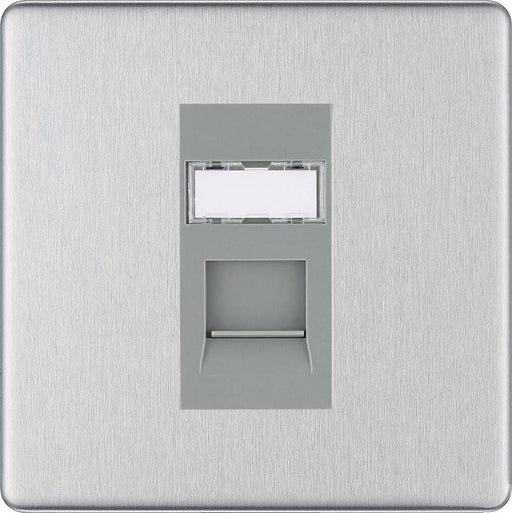 BG Nexus Screwless Brushed Steel RJ45 Cat5E Data Outlet FBSRJ451G Available from RS Electrical Supplies
