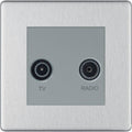 BG Nexus Screwless Brushed Steel TV & FM Socket FBS66G Available from RS Electrical Supplies