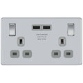 BG Nexus Screwless Polished Chrome 13A Double USB Socket FPC22U3G Available from RS Electrical Supplies