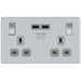 BG Nexus Screwless Polished Chrome 13A Double USB Socket FPC22U3G Available from RS Electrical Supplies