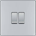 BG Nexus Screwless Polished Chrome 2W & Intermediate Light Switch FPC2WINT Available from RS Electrical Supplies