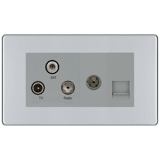 BG Nexus Screwless Polished Chrome Combination TV Socket FPC68G Available from RS Electrical Supplies