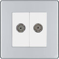 BG Nexus Screwless Polished Chrome Double Co-axial Socket FPC61W Available from RS Electrical Supplies