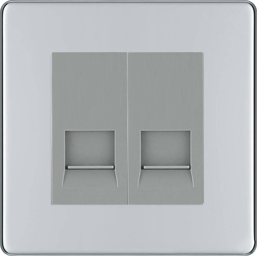 BG Nexus Screwless Polished Chrome Double Master Telephone Socket ...