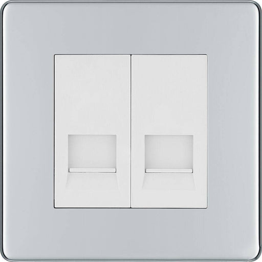 BG Nexus Screwless Polished Chrome Double Master Telephone Socket FPCBTM2W Available from RS Electrical Supplies