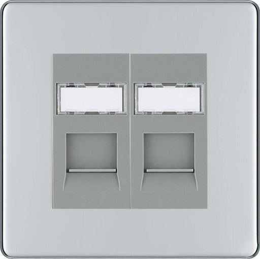 BG Nexus Screwless Polished Chrome Double RJ45 Cat5E Data Outlet FPCRJ452G Available from RS Electrical Supplies
