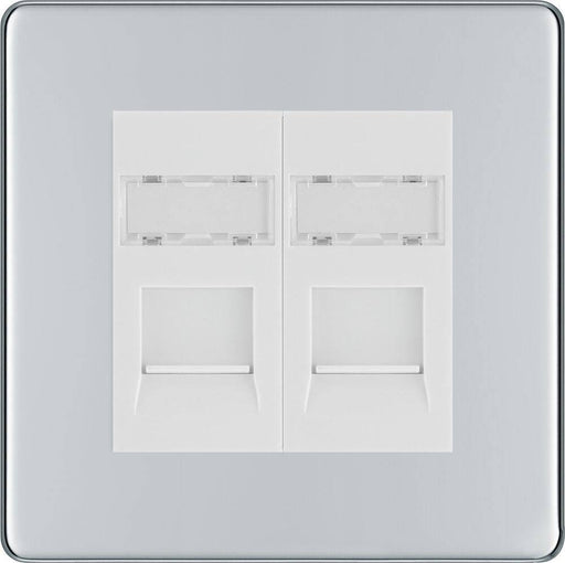 BG Nexus Screwless Polished Chrome Double RJ45 Cat5E Data Outlet FPCRJ452W Available from RS Electrical Supplies